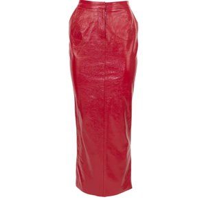The Brand Label - Red leather vinyl maxi skirt